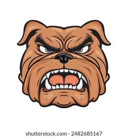 Angry Bulldog Face Vector Illustration, Fierce Bulldog Mascot on a white background