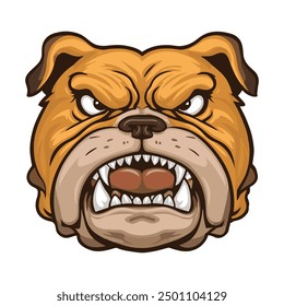 Angry bulldog face vector illustration. Fierce mascot isolated on a white background, ideal for sports logos and team branding.