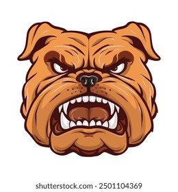 Angry bulldog face vector illustration. Fierce mascot isolated on a white background, ideal for sports logos and team branding.