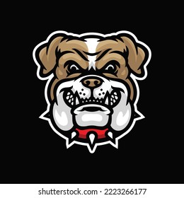 Angry bulldog head illustration premium vector The Concept of Isolated Technology. Flat Cartoon Style Suitable for Landing Web Pages, Banners, Flyers, Stickers, Cards