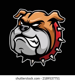 Gry Bulldog Head Mascot Illustration