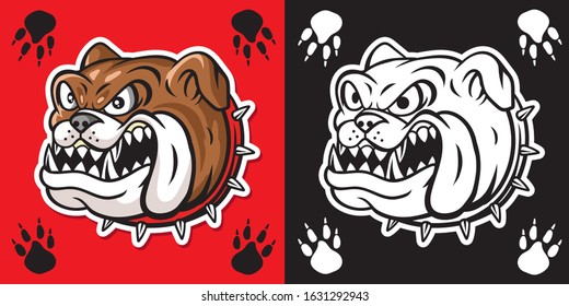 Angry bulldog head with open mouth. angry head mascot of bulldog