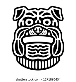 Angry bulldog head. Retro sport logo. Vintage black illustration.