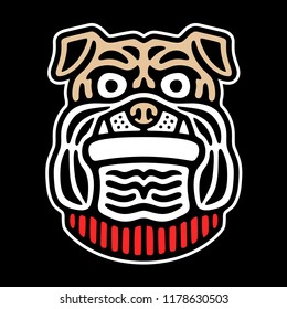 Angry bulldog head. Retro sport logo. Vintage white illustration.