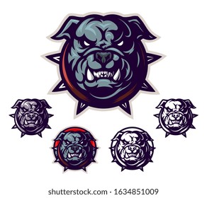 Angry Bulldog Head Vector Emblem Four Stock Vector (Royalty Free ...