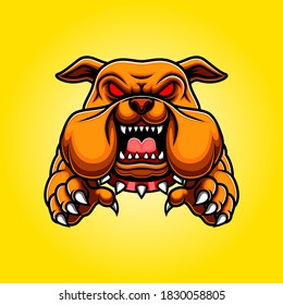 Angry Bulldog Mascot Body with Paws and Claws of illustration
