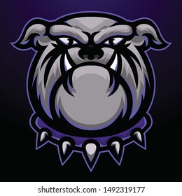 Angry Bulldog Mascot Logo for Sport and Esport isolated on dark Background