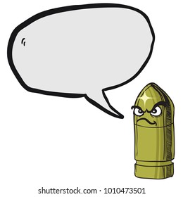angry bullet with speech bubble cartoon illustration isolated on white