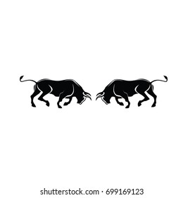 Angry bulls silhouette