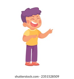 Angry Bullying Boy Character with Face Grimace Teasing Somebody Vector Illustration