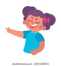 Angry Bullying Girl Character Point Finger with Face Grimace Teasing Somebody Vector Illustration