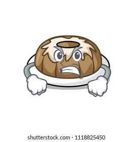 Angry bundt cake mascot cartoon