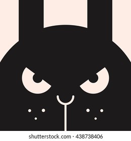 Angry Bunny rabbit, funny rabbit picture, illustration for children