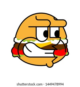 Angry burger. Evil hamburger isolated. Fasrfood Vector illustration
 
