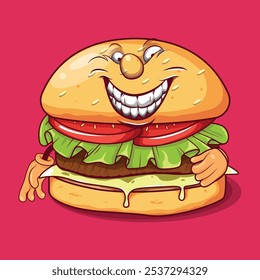 Angry Burger Mascot Cartoon Character