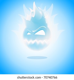 angry burning ice character illustration