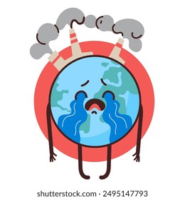 Angry burning planet Earth environment problems concept. Vector flat graphic design element illustration