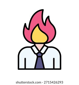 Angry Burnout Empleado Avatar Ilustración vectorial, Icono de estilo lleno