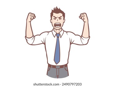 Angry business man experiencing anger and rage strength and power. Hand drawn style vector design illustrations.
