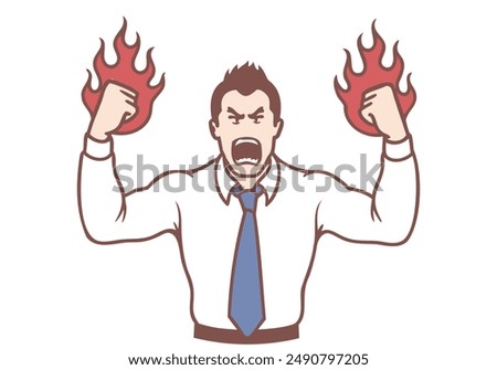 Angry business man experiencing anger and rage strength and power. Hand drawn style vector design illustrations.
