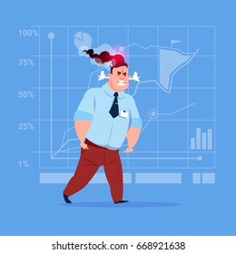 Angry Business Man Negative Emotion Concept Failure Problem Flat Vector Illustration