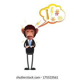 Angry business monkey shouting over white background. Vector design. 