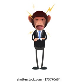 Angry business monkey shouting over white background. Vector design. 