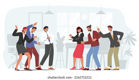 Angry Business Team Conflict, Furious Men and Women Quarrel and Fight, Characters Arguing in Office. Competition, Fighting for Leadership, Disagreement and Staring. Cartoon People Vector Illustration svg
