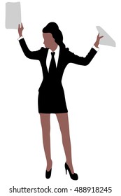 angry business woman with papers