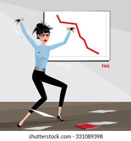 Angry business woman tears her hair out | Fail concept