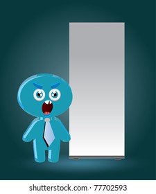 Angry businessman with empty roll up