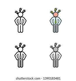 Angry Businessman Icon in Different Color and Style