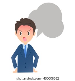 Angry businessman, male company employee of illustration material