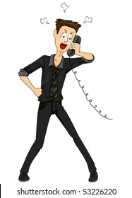 Angry Businessman on Phone - Vector