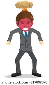 Angry Businessman With Red Face And Explosion On The Head