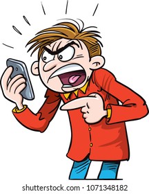 Angry businessman shouting on smartphone