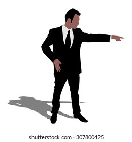 Angry businessman showing to exit , vector 