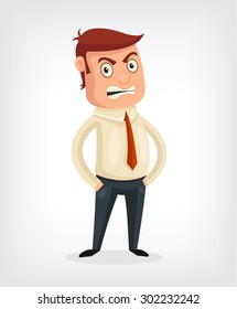 Angry businessman. Vector flat cartoon illustration