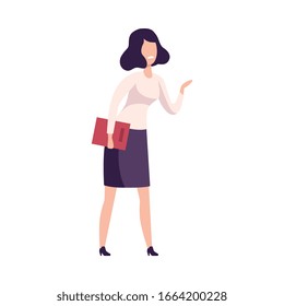 Angry Businesswoman or Office Worker Character Arguing Flat Vector Illustration