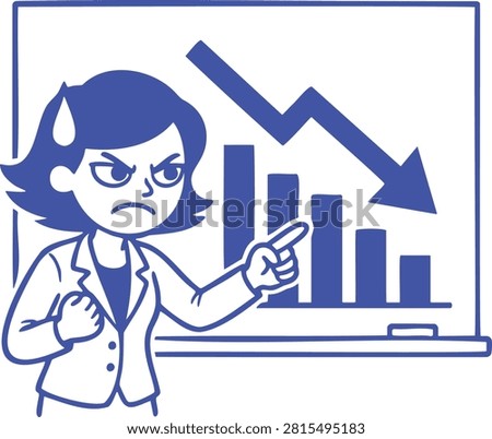 Angry Businesswoman Pointing Declining Graph