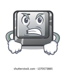Angry button F installed on cartoon computer