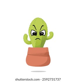 angry cactus mascot illustration for design. cute and playful concept.  wild, bloom, nature, thorny, desert, and plant themes themes