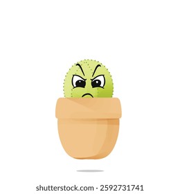 angry cactus mascot illustration for design. cute and playful concept.  wild, bloom, nature, thorny, desert, and plant themes themes