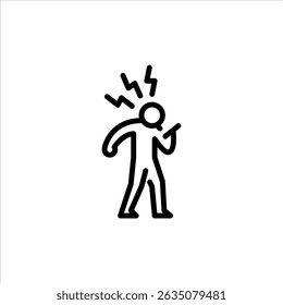 angry caller outline icon. figure angry on phone line art illustration.
