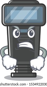 Angry camera flash in a cartoon bag