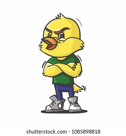 Angry canary bird illustration for baby apparel and print.