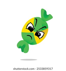 angry candy mascot illustrations character design. new year, anniversary birthday and celebration concept. decorations and event themes