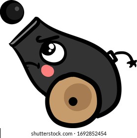 Angry cannon, illustration, vector on white background