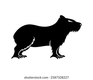 Angry capybara icon standing on white background.