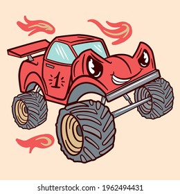 angry car speeding on the streets, happy car